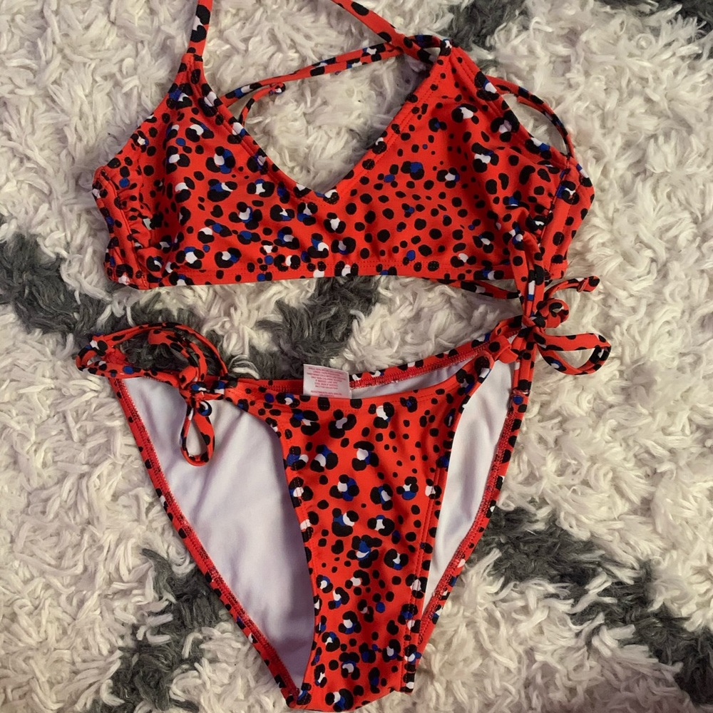 Red cheetah print bikini